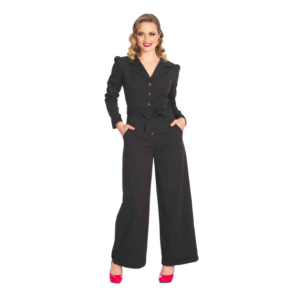 Banned - Work Hard Play Harder Jumpsuit - Noir